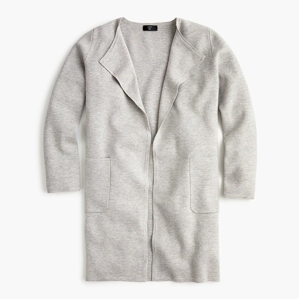 NWT J.Crew Juliette in Heather Graphite Gray Collarless Open Sweater Blazer S